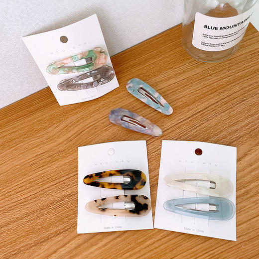 【BB夹少女侧边刘海碎发夹】网红简约醋酸板材BB夹，少女侧边刘海夹边夹碎花玳瑁色镂空水滴发夹QQ 商品图3