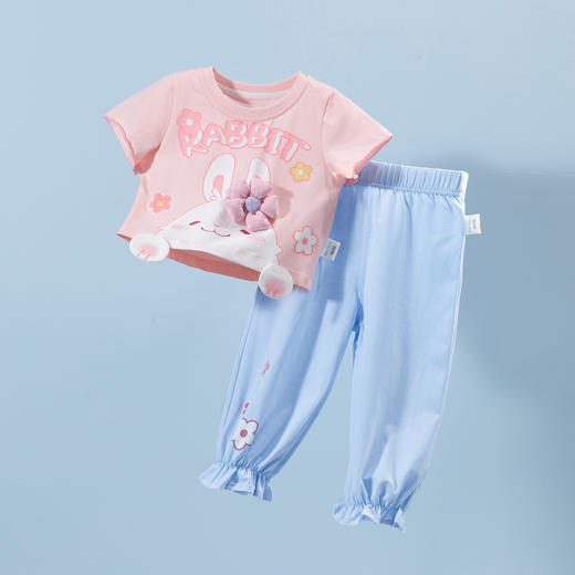 贝贝怡童装女童夏季套装两件套可爱t恤长裤儿童洋气夏装女孩衣服 商品图5