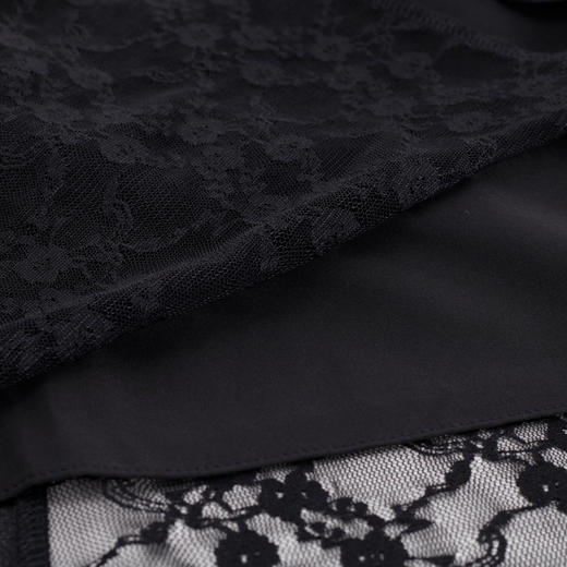 PF885斯尔丽2024新款蕾丝竖条拼接雪纺显瘦收腰放摆法式浪漫通勤连衣裙 商品图5