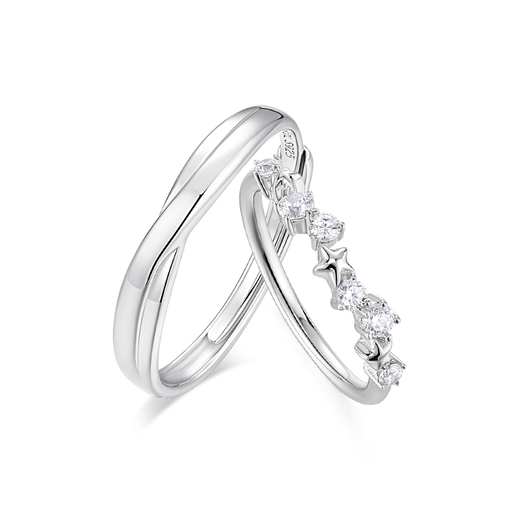 KADER卡蒂罗 闪耀流星对戒 s925银 情侣戒指女 纯银一对 小众轻奢戒指 520送礼