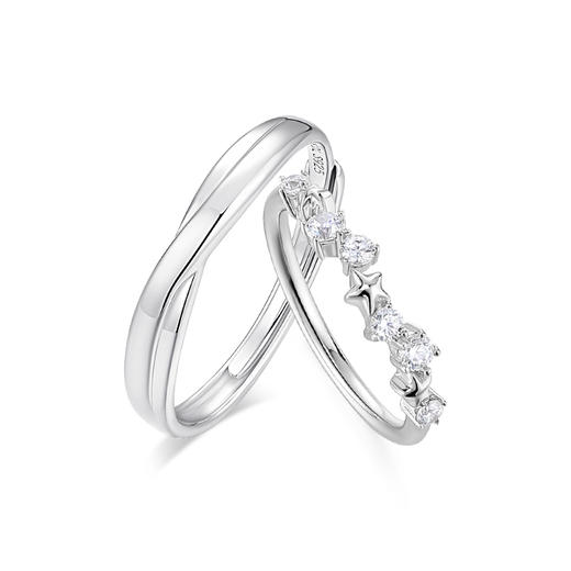 KADER卡蒂罗 闪耀流星对戒 s925银 情侣戒指女 纯银一对 小众轻奢戒指 520送礼 商品图0