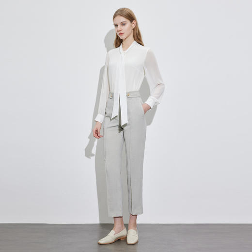 scofield通勤必备设计感飘带纯色长袖衬衫 商品图4