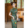 SKY58老上海复古民族风长款人丝宽边旗袍2024夏季新款改良中式绿色旗袍 商品缩略图2