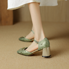 新中式方头一字带粗跟凉鞋不掉跟5.5CM浅口百搭高跟-CC 商品缩略图4