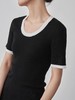 醋酸天丝桑蚕丝U领撞色短袖 针织T恤 修长的H版型 符合人体曲线 基础百搭 演绎张弛有度的曲线之美JZ2415 商品缩略图0