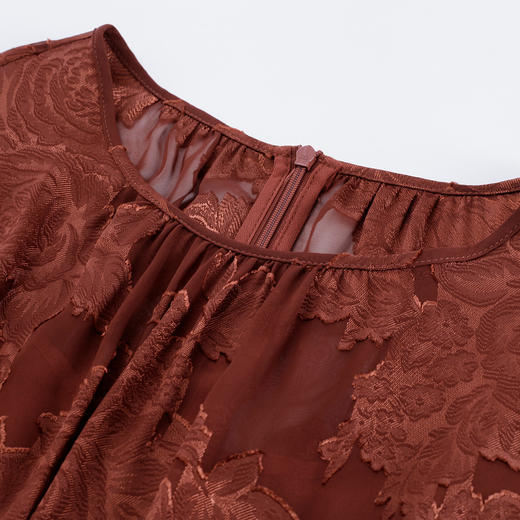 PF887斯尔丽2024新款提花面料朦胧美设计感抛袖仙气十足大裙摆连衣裙 商品图4