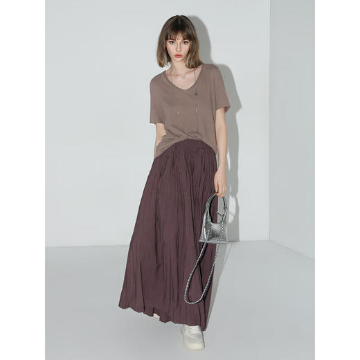 COCOBELLA重工5米压褶大摆半身裙女工装风伞裙遮胯长裙HS7027B 商品图1