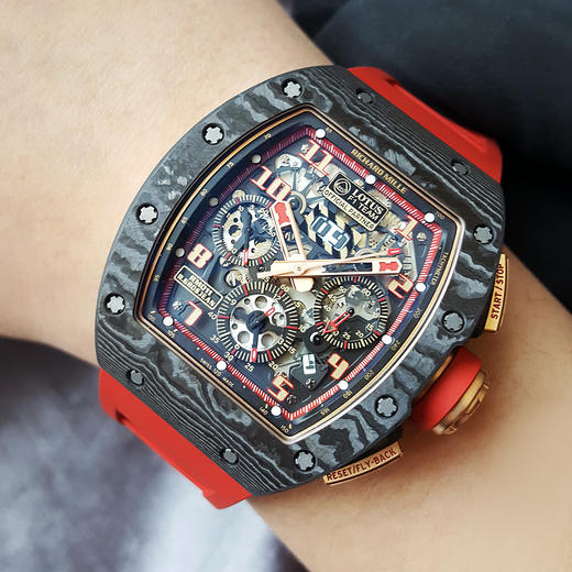 稀缺珍藏【95新】理查米尔男士系列NTPT黑碳纤维/18k玫瑰金表壳50*40mm日期显示月份显示计时自动机械男款RM011 LOTUS F1 TEAM 130323LV01 商品图7