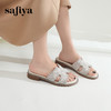 Safiya/索菲娅2024夏小香风露趾软底外穿仙女珍珠平底一字拖鞋 SF42110419 商品缩略图1