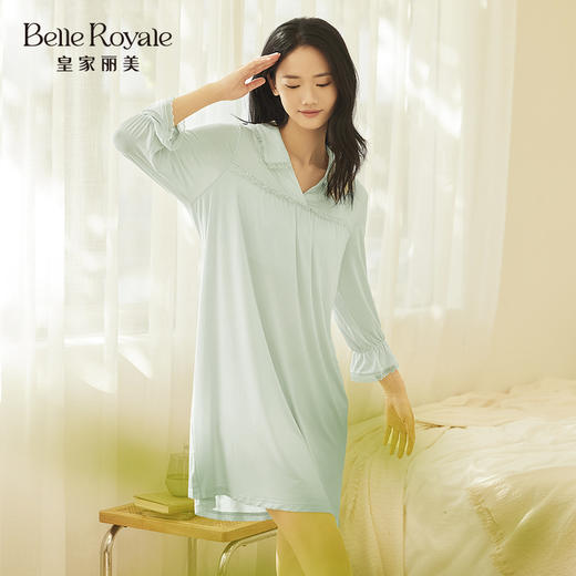 夏季轻薄优可丝高级感设计睡裙蕾丝花边家居服女V领JJQ9112 商品图2