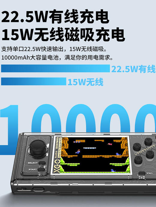XGO/芯果 充电宝游戏机 10000mAh 500款游戏DY10 游戏机充电宝22.5W无线磁吸便携移动电源10000毫安无线充快充二合一游戏机掌机 商品图2