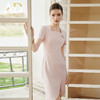 AD设计感方领西装连衣裙女洋气粉色职业装法式开叉包臀裙知性短裙 商品缩略图3