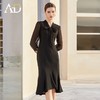 AD法式轻奢复古感连衣裙女夏季知性女神范包臀鱼尾裙赫本风小黑裙 商品缩略图1