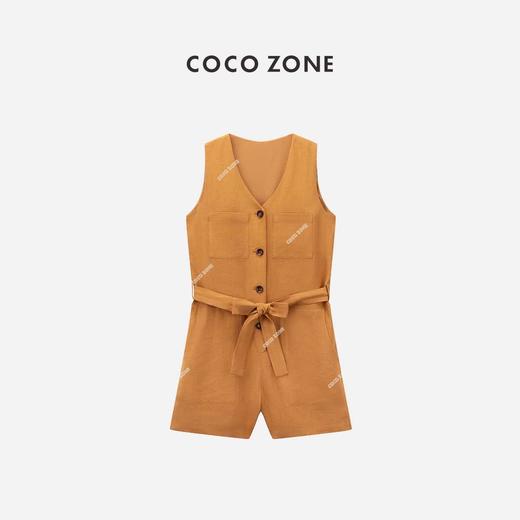 COCO ZONE ”风铃连体裤“刘一一夏季V领无袖单排扣收腰绑带休闲连衣裤CC2B0935 商品图0