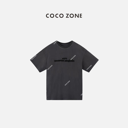 COCO ZONE 刘一一夏季复古圆领短袖T恤字母百搭休闲上衣CC1B1214 商品图0