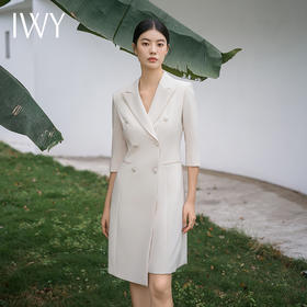 IWY/气质干练杏色西装连衣裙经理上班族白领主持人正式场合裙Q13206