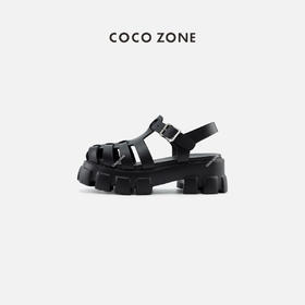 COCO ZONE'罗马松糕鞋“夏季新款镂空包头一字扣凉鞋舒适透气通勤鞋子CC2B0684