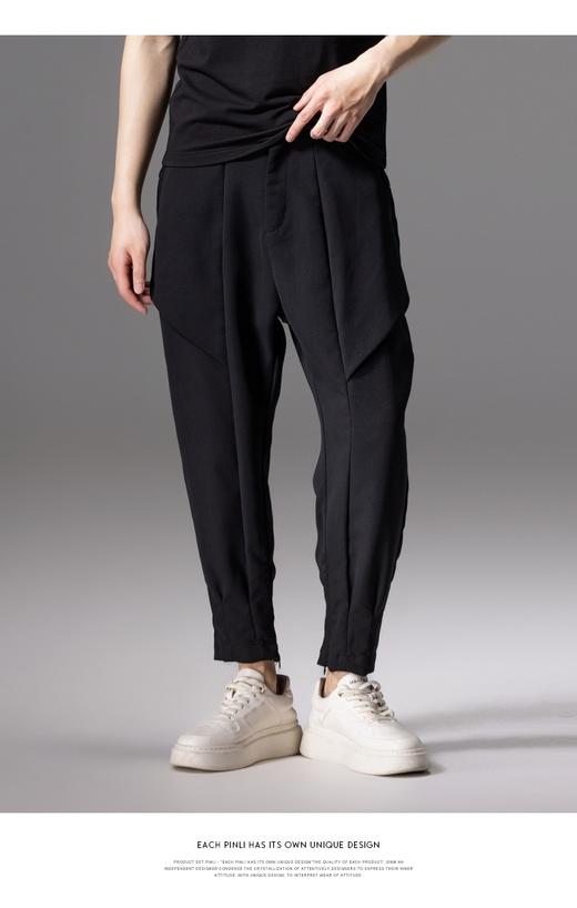 PINLI品立夏季新品纯色束脚休闲裤男装潮牌百搭裤小脚九分裤 商品图0