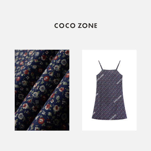 COCO ZONE"遇见碎花”夏季撞色显瘦无袖背心气质高级感复古连衣裙CC1B1181 商品图2