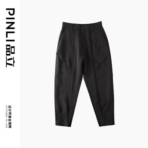 PINLI品立夏季新品纯色束脚休闲裤男装潮牌百搭裤小脚九分裤 商品图5