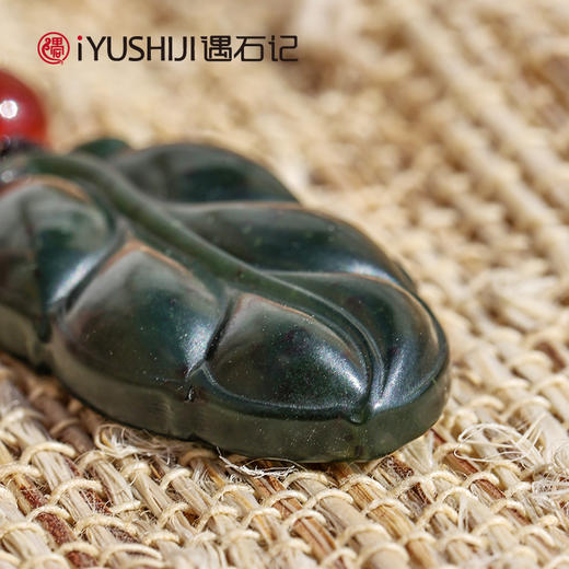 遇石记【泰山碧玉】大叶有成吊坠金枝玉叶女款挂件 商品图1