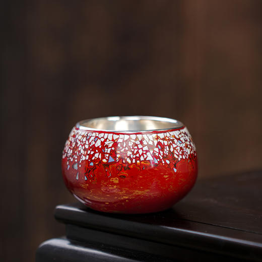 李小白大漆银杯9999纯银非遗漆器茶具高端手工礼品鎏金品茗杯主人杯单杯 商品图3