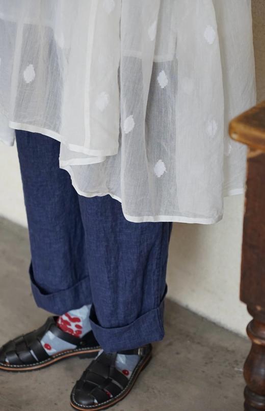 ALBUM DI FAMIGLIA 蓝染阔腿裤休闲裤 商品图3