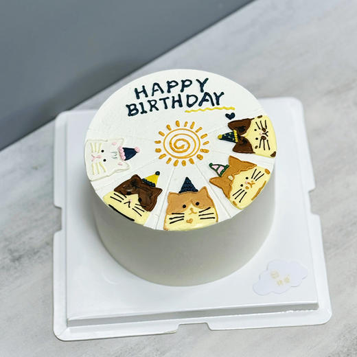 烤爱·生日蛋糕系列·5只胖猫·奶油·可爱儿童聚会生日节日【仅限深圳同城配送】 商品图1