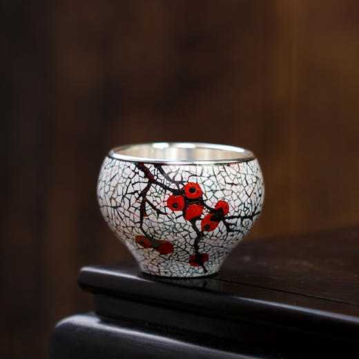 李小白大漆银杯9999纯银非遗漆器茶具高端手工礼品鎏金品茗杯主人杯单杯 商品图9