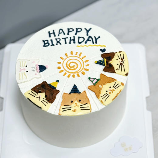 烤爱·生日蛋糕系列·5只胖猫·奶油·可爱儿童聚会生日节日【仅限深圳同城配送】 商品图3