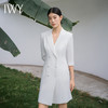 IWY/白色七分袖连衣裙女修身夏短袖西装裙时尚商务修身正式场合裙	 Q14096 商品缩略图1