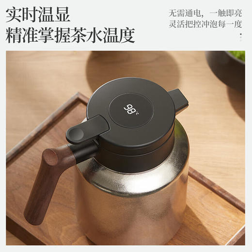 鸣盏纯钛焖茶壶 保温壶实时温显闷泡壶 泡茶壶双层 办公室商务礼品 MZ-8025/ 1500ml 商品图2