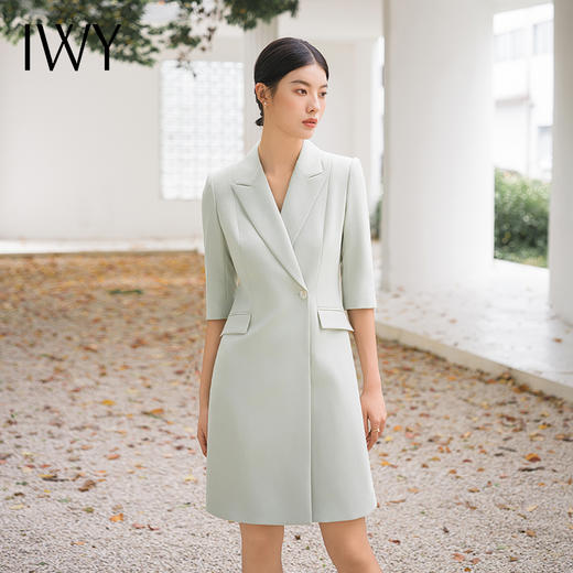 IWY/优雅绿色职业连衣裙女修身西装裙正装通勤修身商务演讲比赛裙Q14118 商品图1