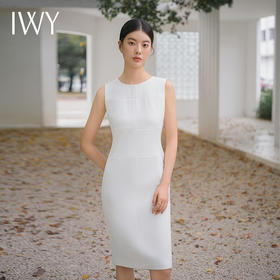 IWY/优雅白领法式连衣裙女夏季无袖西装裙显瘦修身配西装职业装裙Q14259