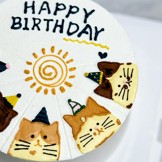烤爱·生日蛋糕系列·5只胖猫·奶油·可爱儿童聚会生日节日【仅限深圳同城配送】 商品图2