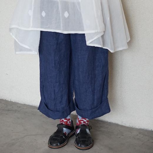 ALBUM DI FAMIGLIA 蓝染阔腿裤休闲裤 商品图0