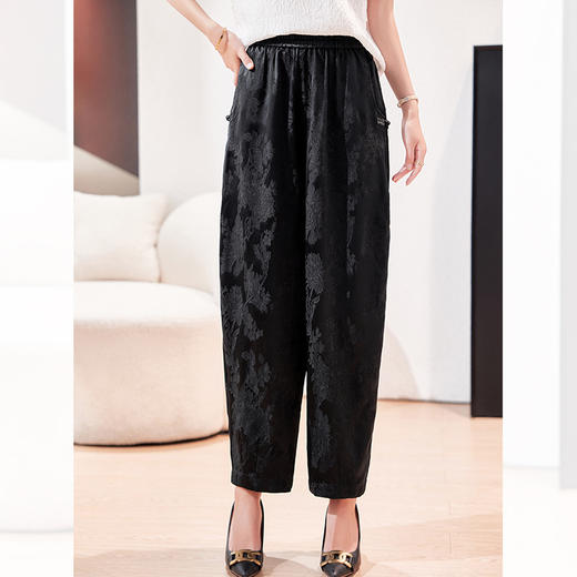 夏透气提花时尚九分裤垂感，中老年人醋酸哈伦裤KQN-P09026 商品图2
