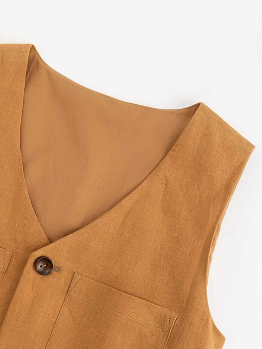 COCO ZONE ”风铃连体裤“刘一一夏季V领无袖单排扣收腰绑带休闲连衣裤CC2B0935 商品图4