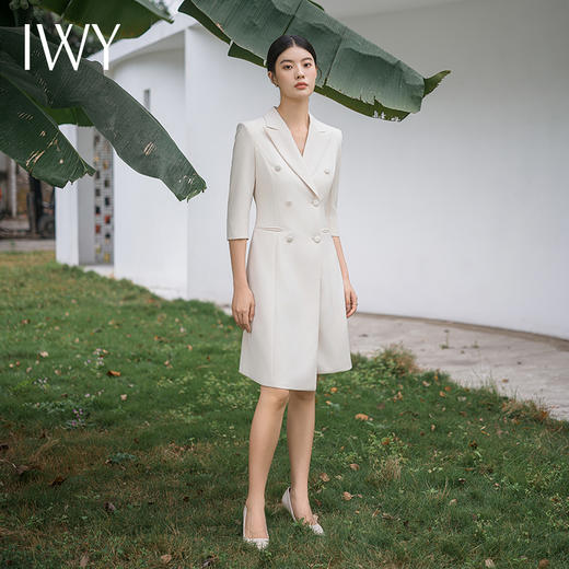 IWY/气质干练杏色西装连衣裙经理上班族白领主持人正式场合裙Q13206 商品图3