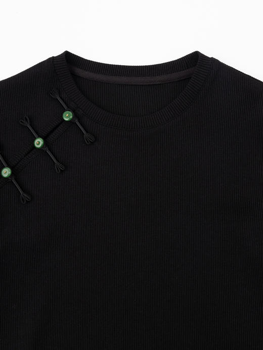 COCO ZONE2024新中式国风盘扣T恤休闲短袖纯色通勤上衣CC1A0532 商品图4