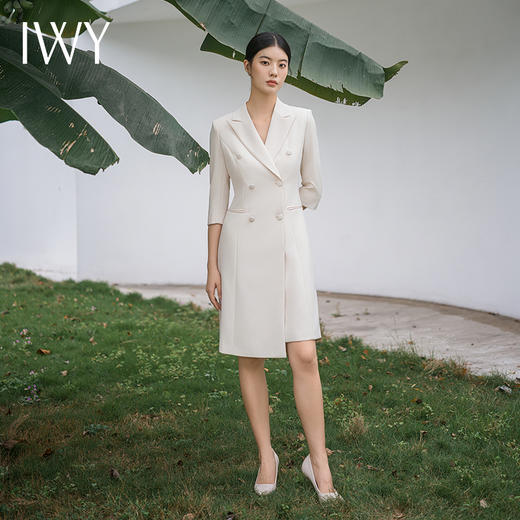 IWY/气质干练杏色西装连衣裙经理上班族白领主持人正式场合裙Q13206 商品图4