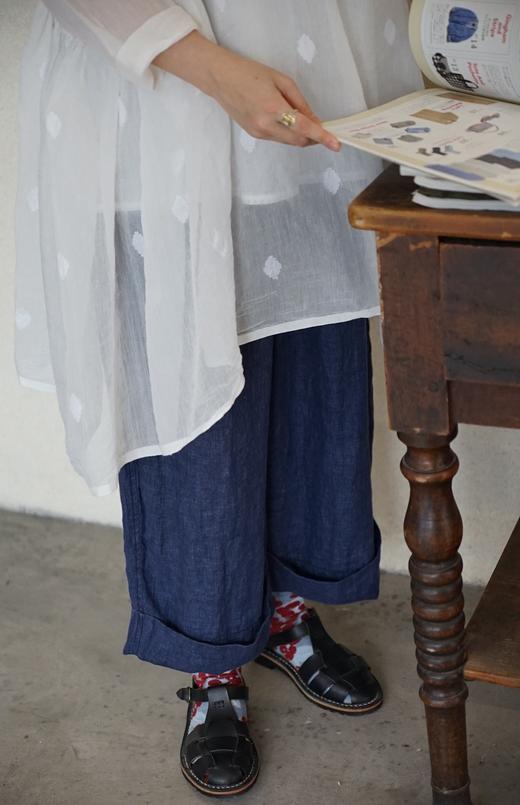 ALBUM DI FAMIGLIA 蓝染阔腿裤休闲裤 商品图1