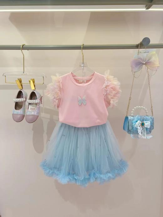 彩色纱纱袖蝴蝶上衣 商品图2