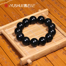 遇石记【泰山墨玉】手串16mm男款 圆珠手串，柔光工艺，适宜盘玩