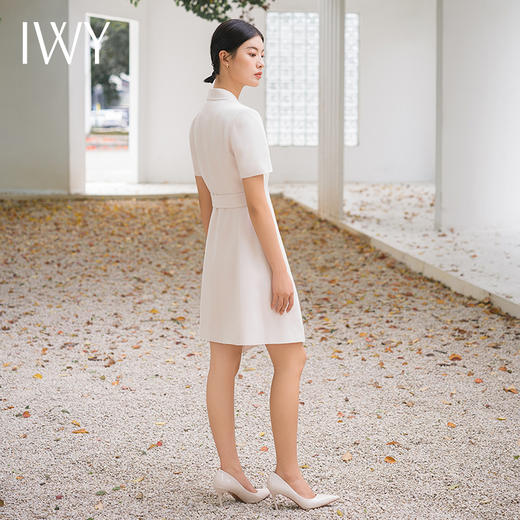 IWY/夏短袖连衣裙女设计感气质绑带西装裙美容师修身工作服主持人Q14255 商品图3