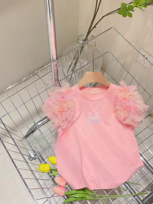 彩色纱纱袖蝴蝶上衣 商品图0