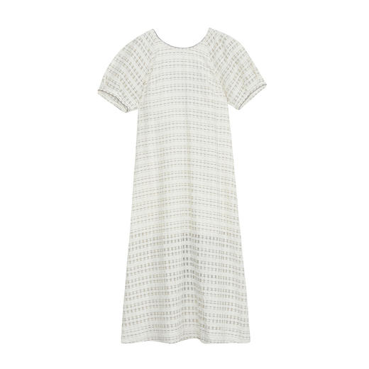 谜底A型连衣裙短袖女2024年夏款文艺风后背蝴蝶结中长裙242ML0616 商品图4