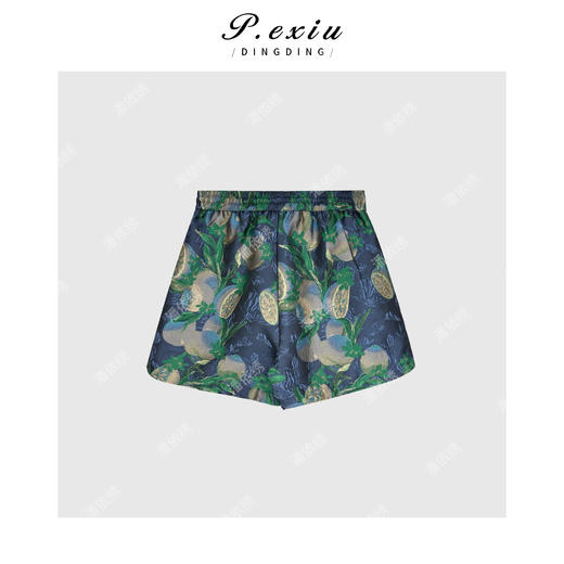 03-5潘依绣丁丁宠粉PanYiXiu/潘依绣【夏日缤纷】花朵满印高级感松紧腰短裤 W-62046 商品图2