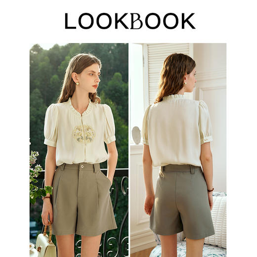 OLrain欧芮儿新中式短袖衬衫女夏季2024年新款设计感气质衬衣上衣 商品图4