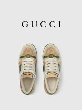 【2F】Luxemporium睿锦尚品 GUCCI古驰Screener系列女士皮革运动鞋 脏脏鞋